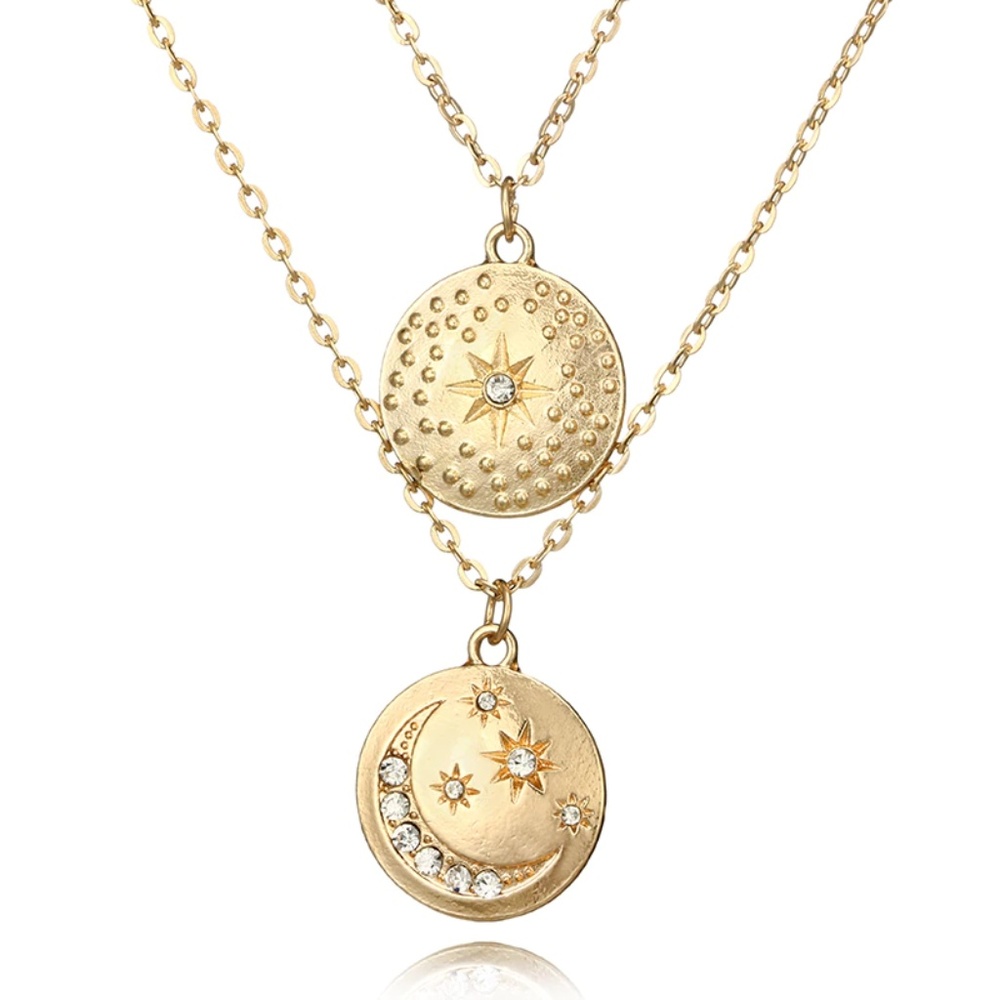 ❤️ 3/$30 Layered Double Star Coin Necklace - Picture 4 of 7